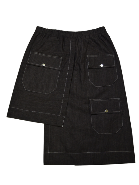 Asymmetrical Cargo Skirt - Dirt Denim