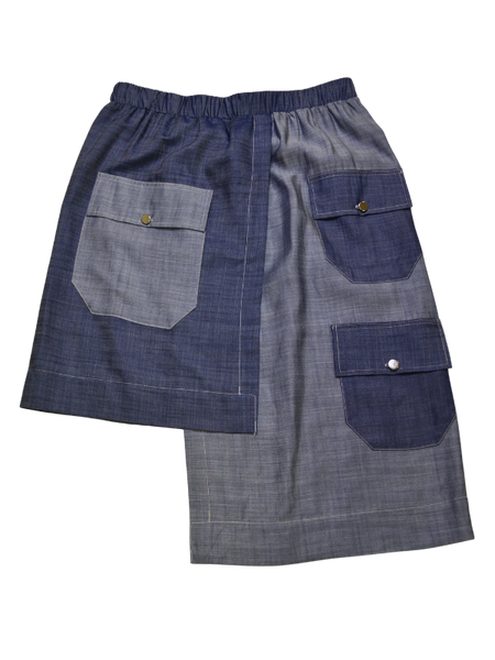 Asymmetrical Cargo Skirt - Two Tone